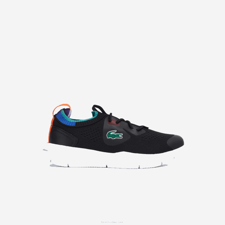 crianças Lacoste preto azul 011 tênis run malha têxtil com contraste de cores 08D03298