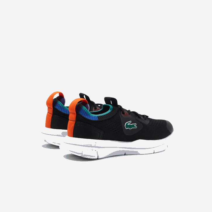 crianças Lacoste preto azul 011 tênis run malha têxtil com contraste de cores 08D03298