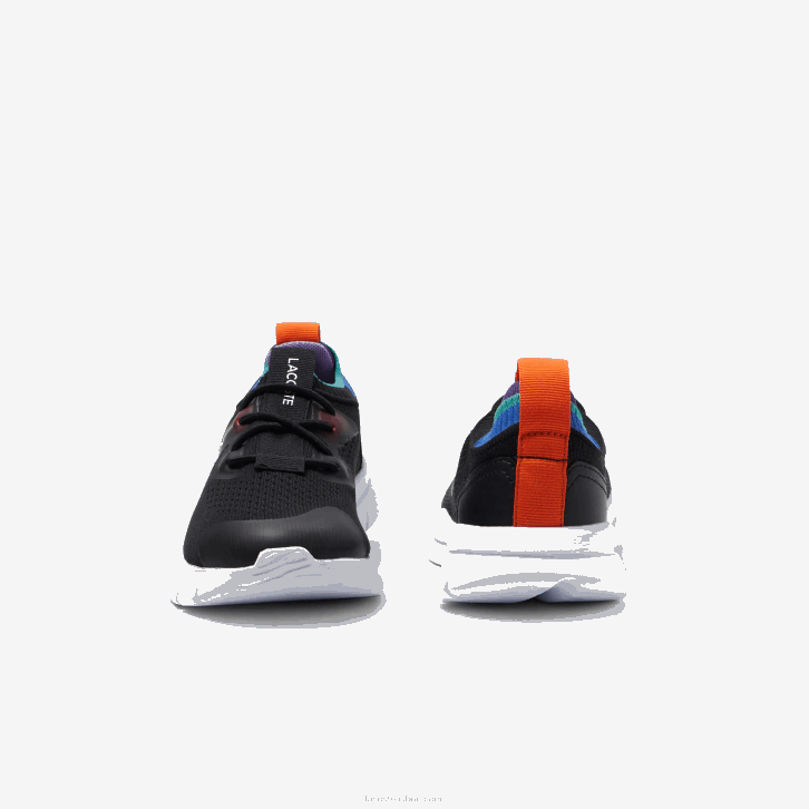 crianças Lacoste preto azul 011 tênis run malha têxtil com contraste de cores 08D03298