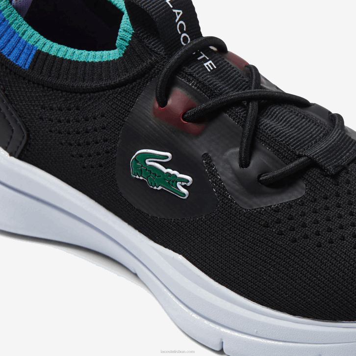 crianças Lacoste preto azul 011 tênis run malha têxtil com contraste de cores 08D03298