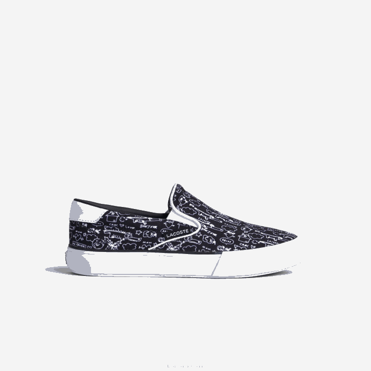 crianças Lacoste preto e branco 312 salto servir têxtil deslizamento 08D03234