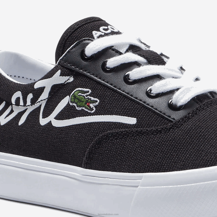 crianças Lacoste preto e branco 312 tênis de tecido de renda jump serve 08D03305