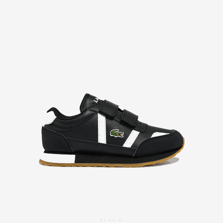 crianças Lacoste preto e branco 312 tênis sintético parceiro 08D03239