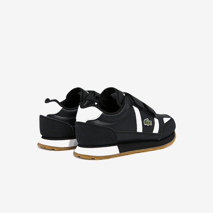 crianças Lacoste preto e branco 312 tênis sintético parceiro 08D03239