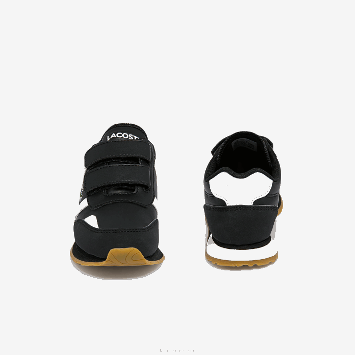 crianças Lacoste preto e branco 312 tênis sintético parceiro 08D03239