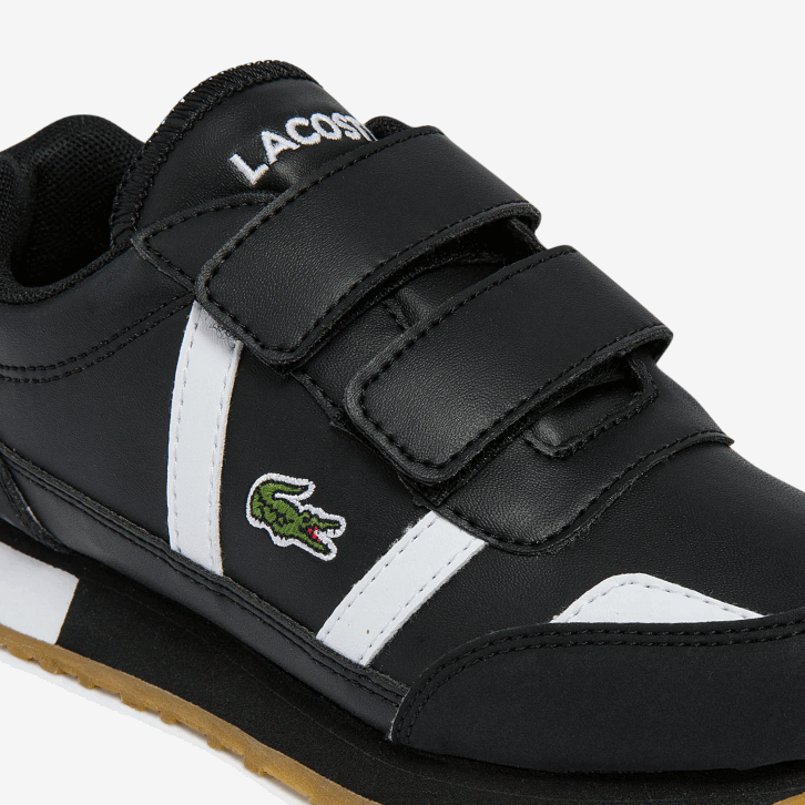 crianças Lacoste preto e branco 312 tênis sintético parceiro 08D03239