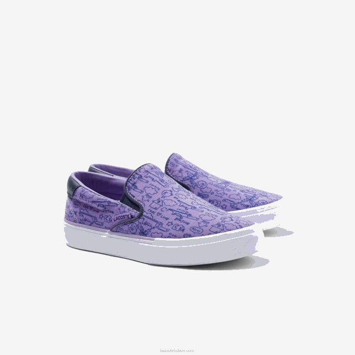 crianças Lacoste roxo branco 84x salto servir têxtil deslizamento 08D03235