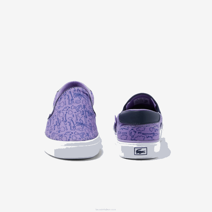 crianças Lacoste roxo branco 84x salto servir têxtil deslizamento 08D03235
