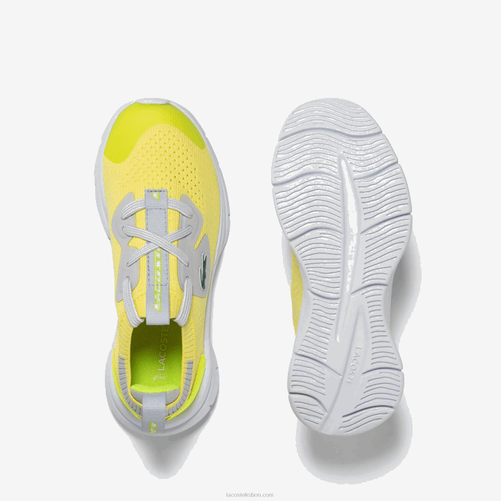 crianças Lacoste ylw/lt gry 382 tênis de tecido de malha run spin 08D03068