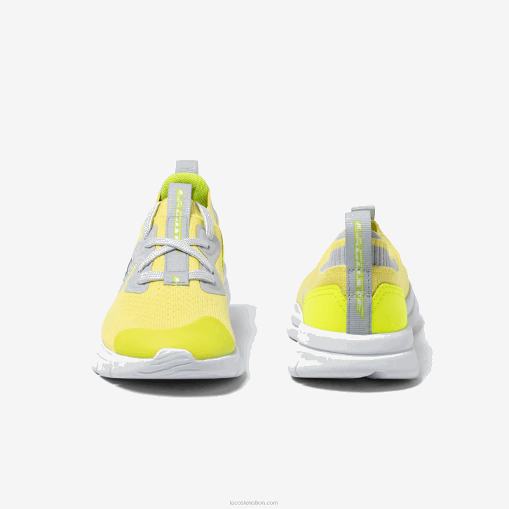 crianças Lacoste ylw/lt gry 382 tênis de tecido de malha run spin 08D03068