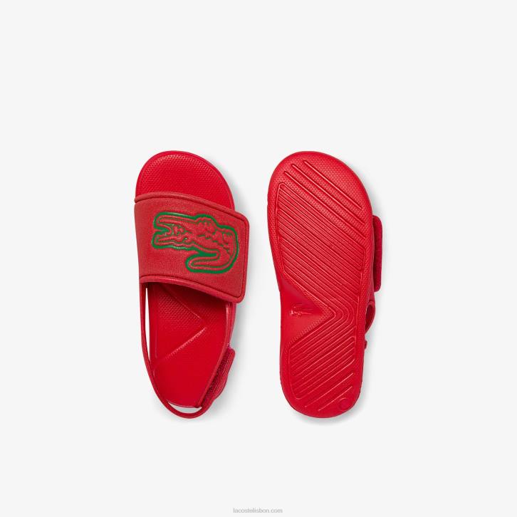 bebês Lacoste vermelho verde t2q slides sintéticos de alça l.30 08D02971