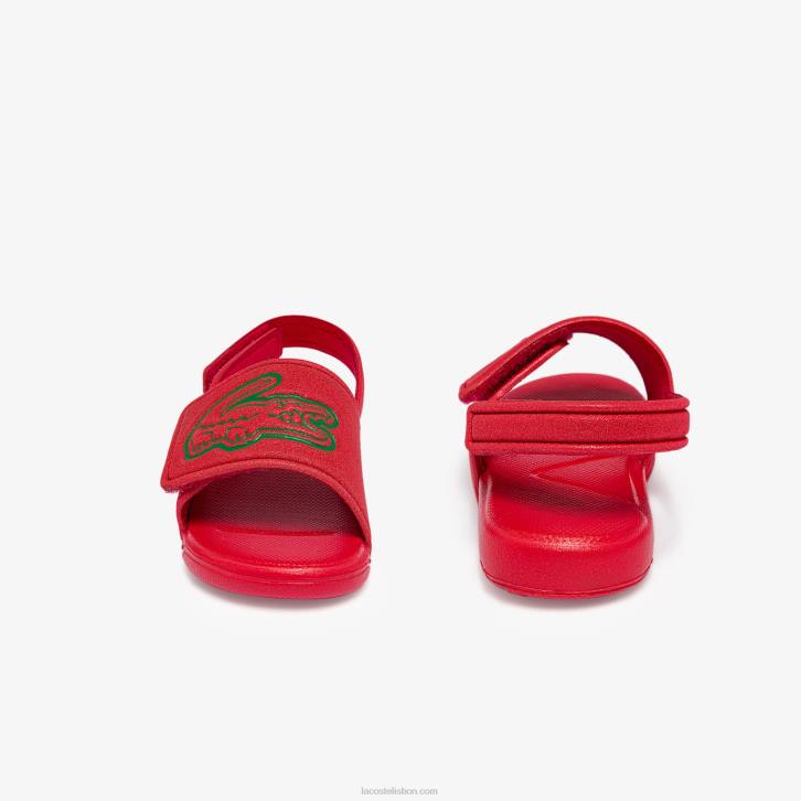 bebês Lacoste vermelho verde t2q slides sintéticos de alça l.30 08D02971