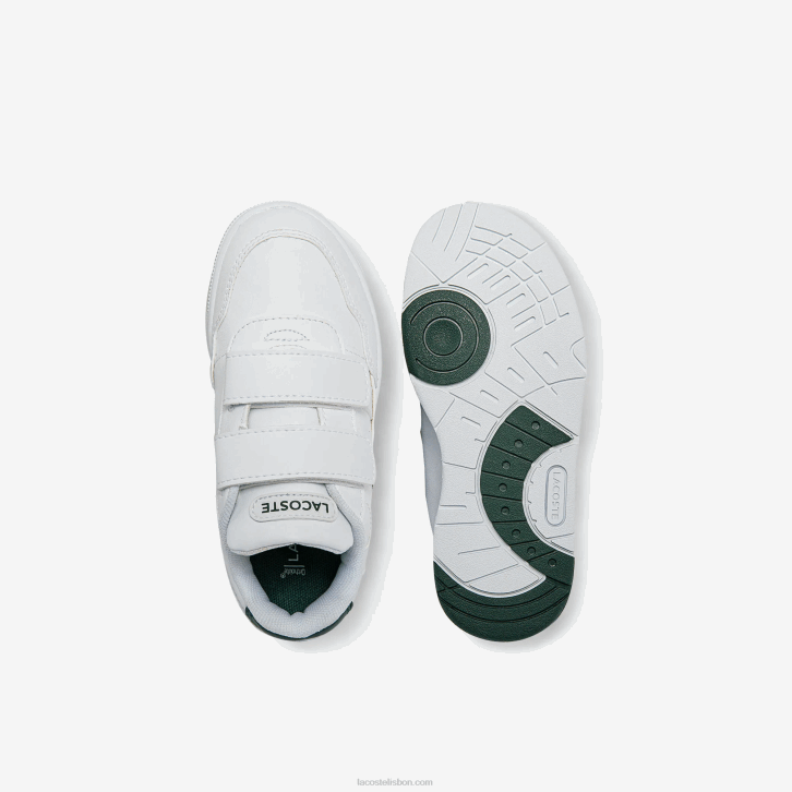 bebês Lacoste branco e verde escuro 1r5 tênis sintético com clipe em t 08D02942