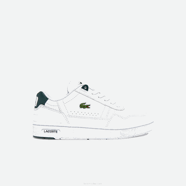 crianças Lacoste branco e verde escuro 1r5 tênis sintético com clipe em t 08D03115