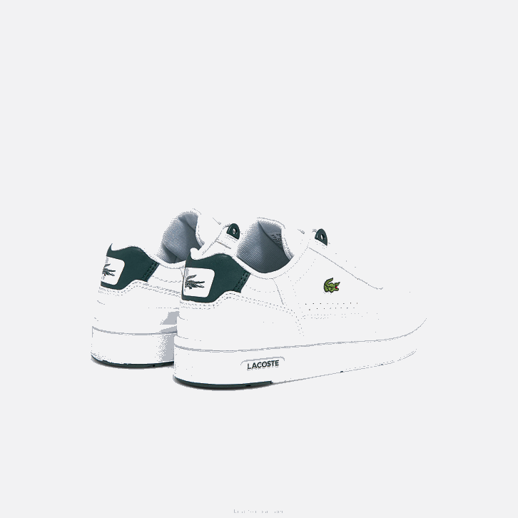 crianças Lacoste branco e verde escuro 1r5 tênis sintético com clipe em t 08D03115