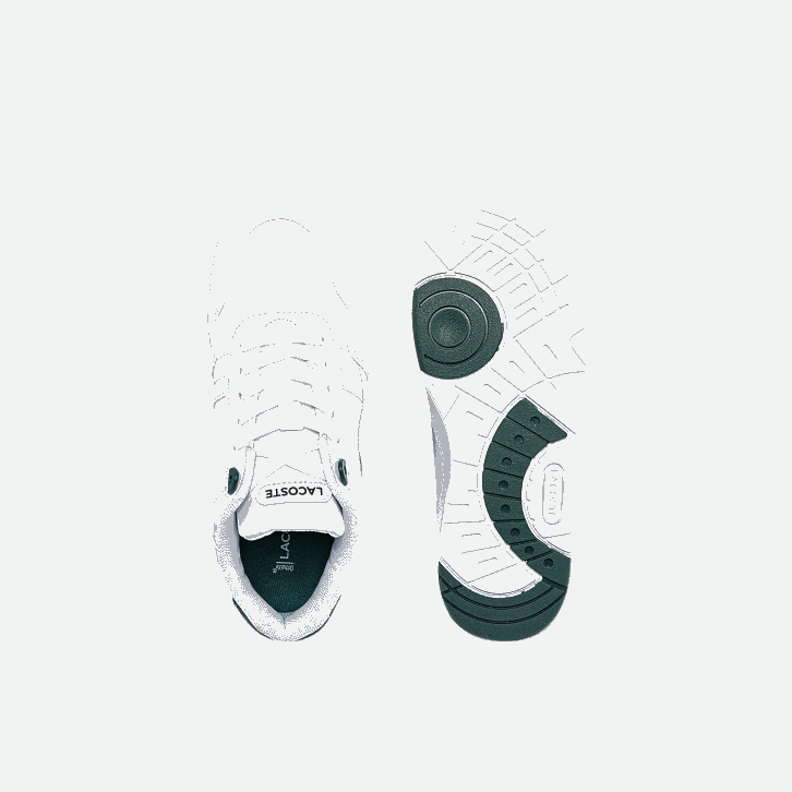crianças Lacoste branco e verde escuro 1r5 tênis sintético com clipe em t 08D03115