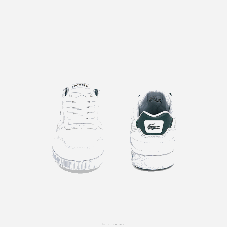 crianças Lacoste branco e verde escuro 1r5 tênis sintético com clipe em t 08D03115