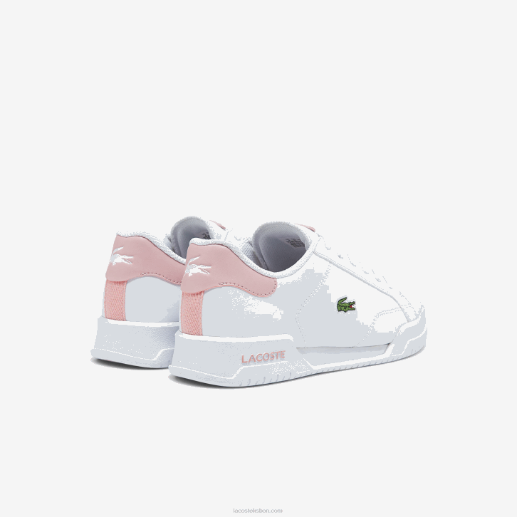 juniores Lacoste branco e rosa claro 1a9 tênis sintético twin serve 08D03321