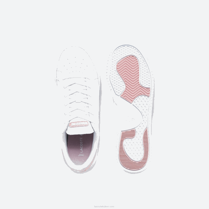 juniores Lacoste branco e rosa claro 1a9 tênis sintético twin serve 08D03321