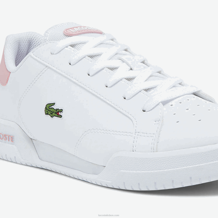 juniores Lacoste branco e rosa claro 1a9 tênis sintético twin serve 08D03321