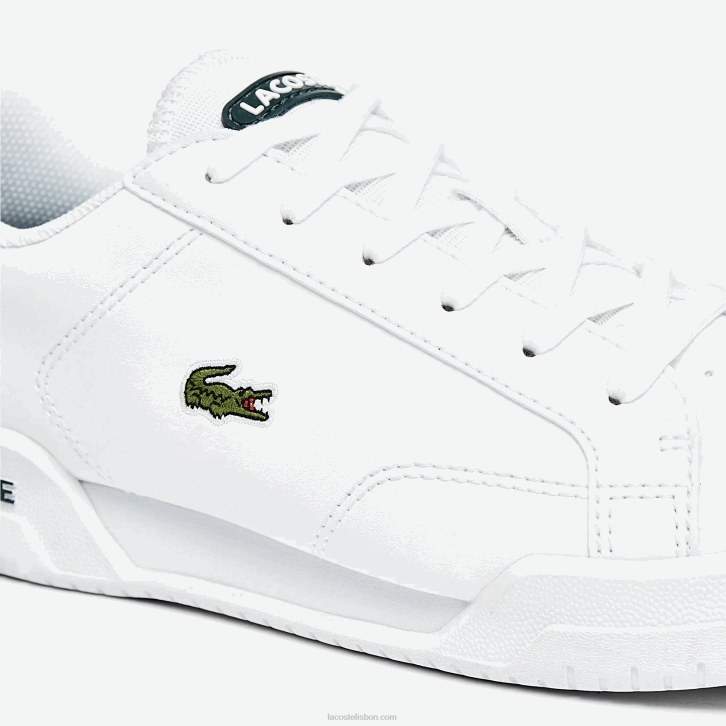 juniores Lacoste branco e verde escuro 1r5 tênis sintético twin serve 08D03320