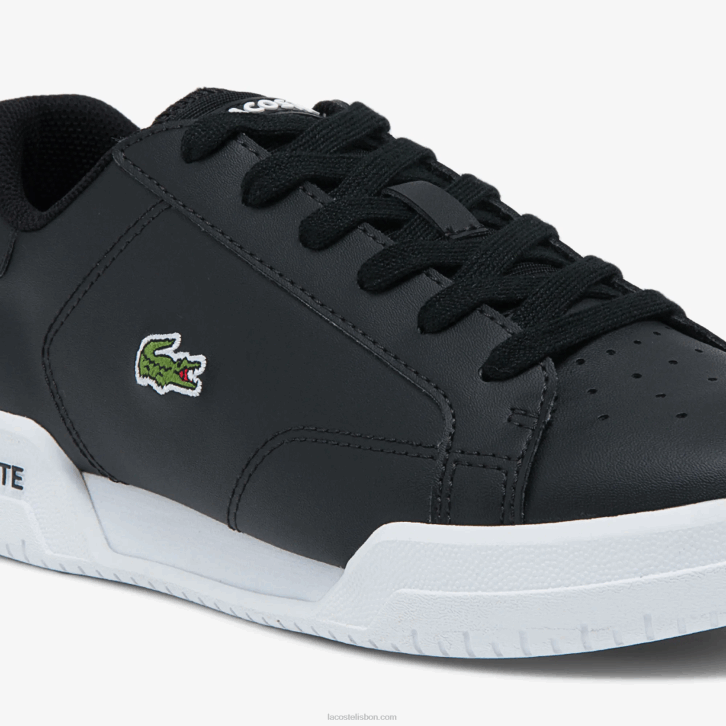 juniores Lacoste preto e branco 312 tênis sintético twin serve 08D03319