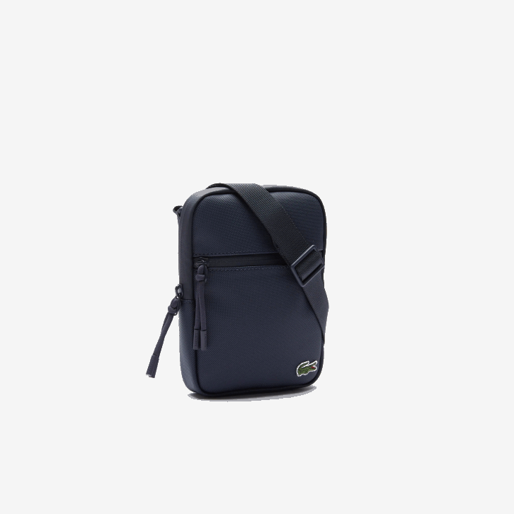 homens Lacoste eclipse b88 bolsa transversal plana pequena de lona revestida lcst 08D02016