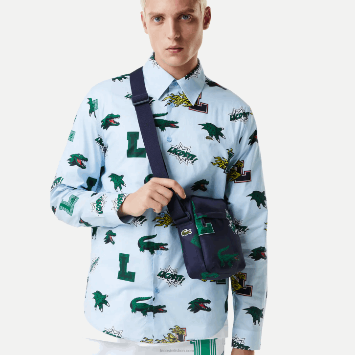 homens Lacoste fuzileiro naval 166 crocodilo l25 bolsa de câmera vertical com estampa de quadrinhos 08D02092