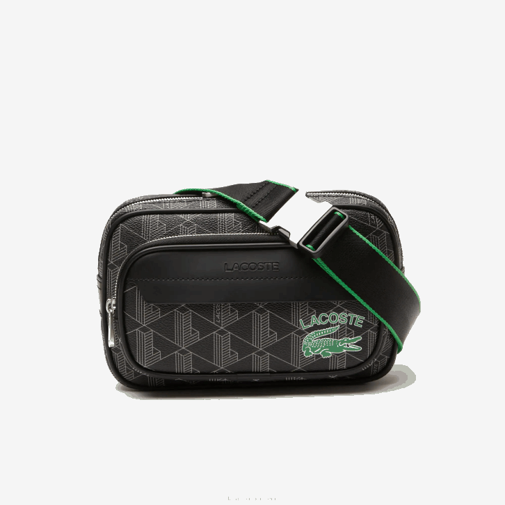 homens Lacoste mono noir gris estragon l83 bolsa transversal com estampa monograma the blend: pequena 08D01961