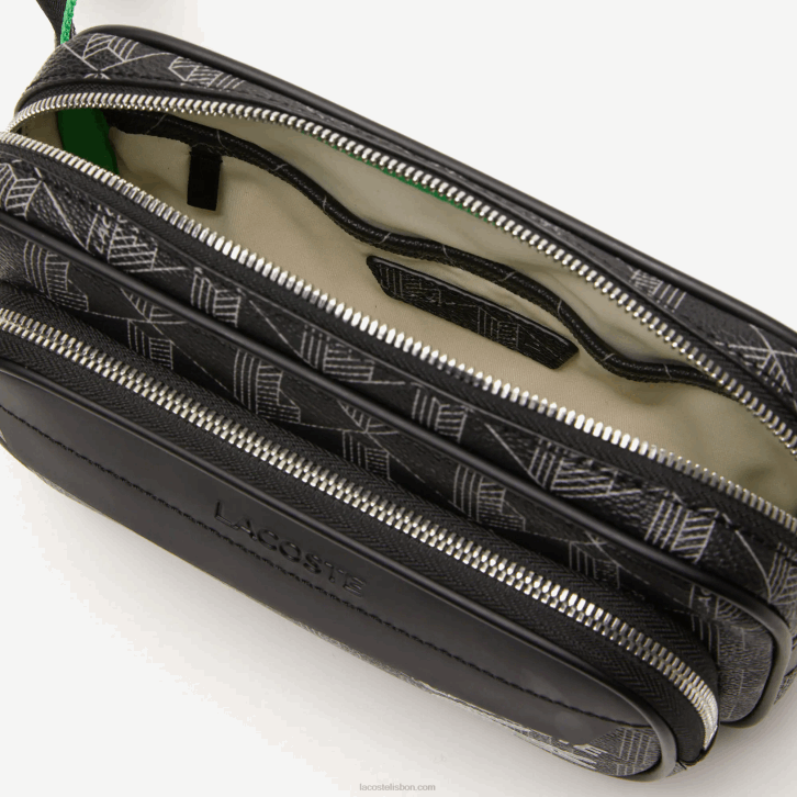 homens Lacoste mono noir gris estragon l83 bolsa transversal com estampa monograma the blend: pequena 08D01961