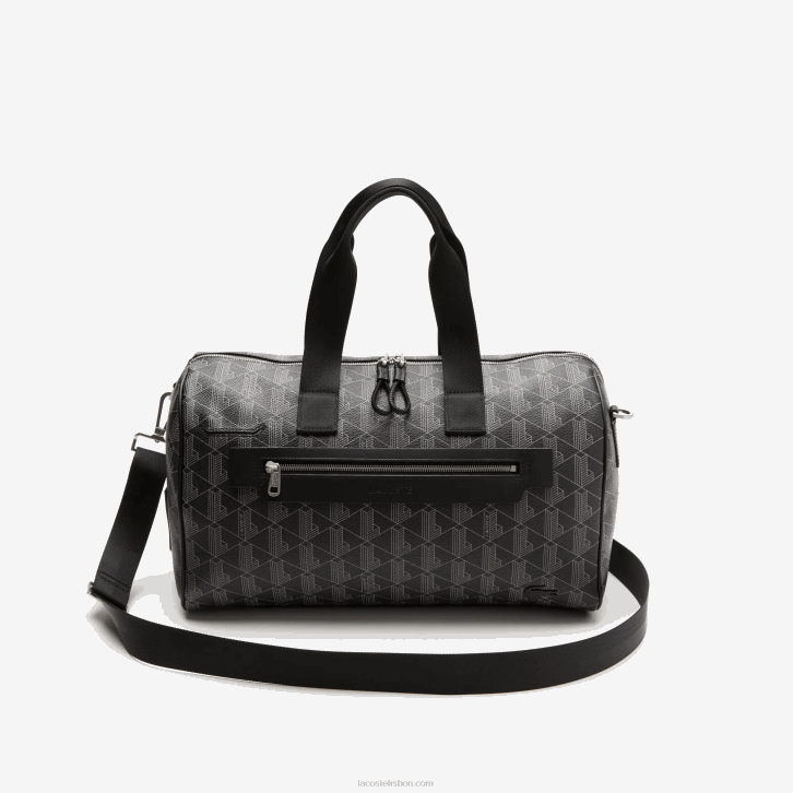 homens Lacoste monograma noir gris h45 bolsa de fim de semana com estampa de monograma the blend 08D01940