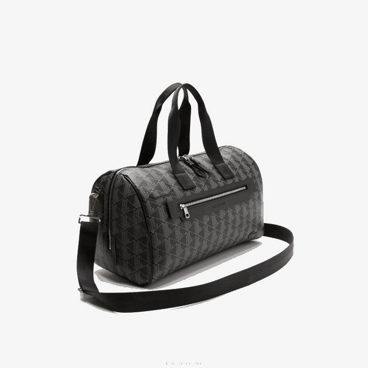 homens Lacoste monograma noir gris h45 bolsa de fim de semana com estampa de monograma the blend 08D01940