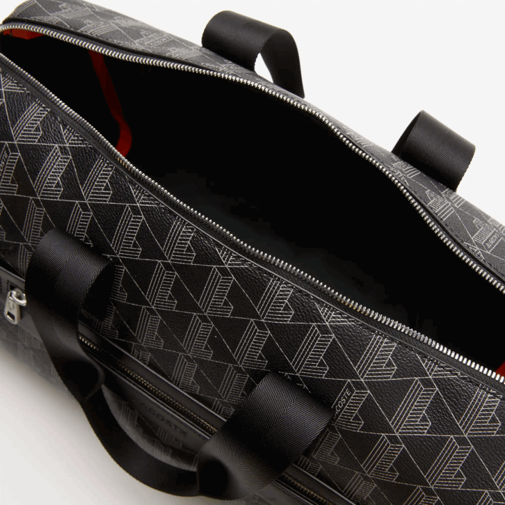 homens Lacoste monograma noir gris h45 bolsa de fim de semana com estampa de monograma the blend 08D01940