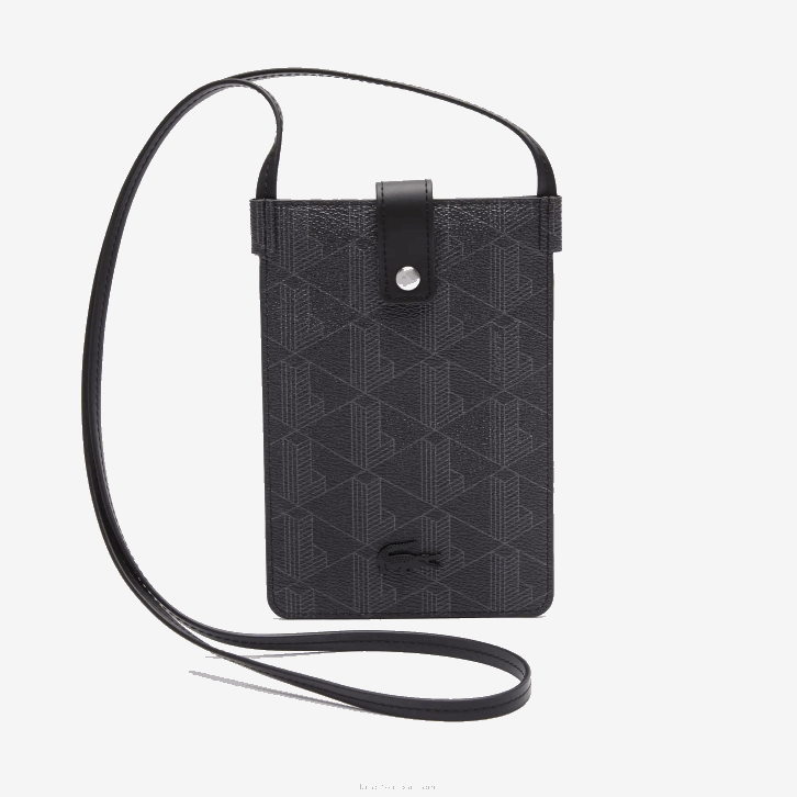 homens Lacoste monograma noir gris h45 bolsa para smartphone em canvas com monograma the blend 08D02037