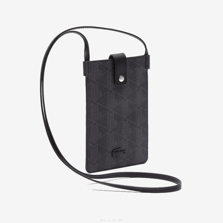 homens Lacoste monograma noir gris h45 bolsa para smartphone em canvas com monograma the blend 08D02037