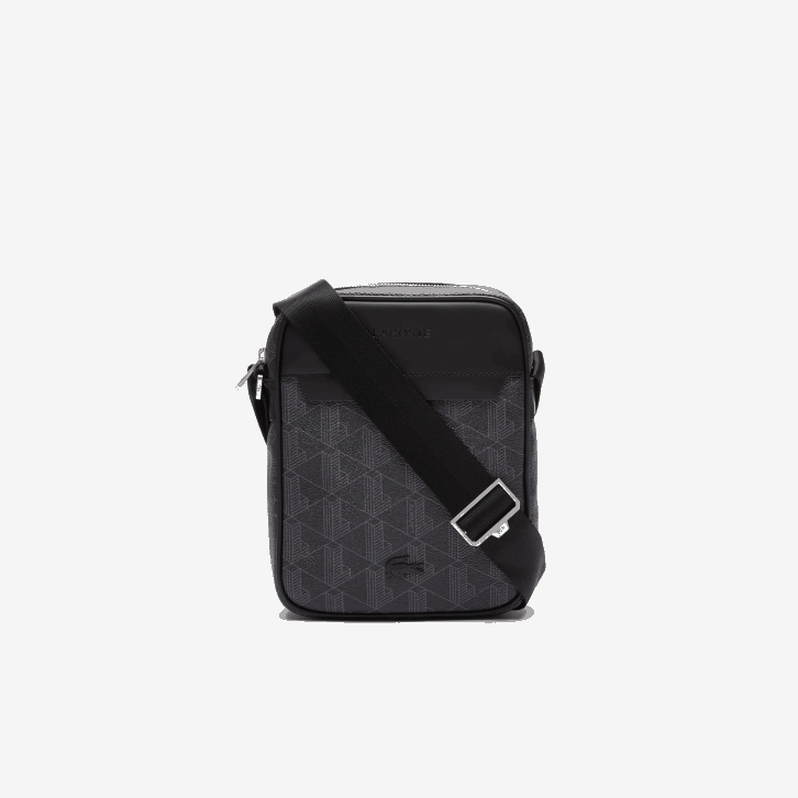 homens Lacoste monograma noir gris h45 bolsa vertical em canvas com monograma the blend 08D02038