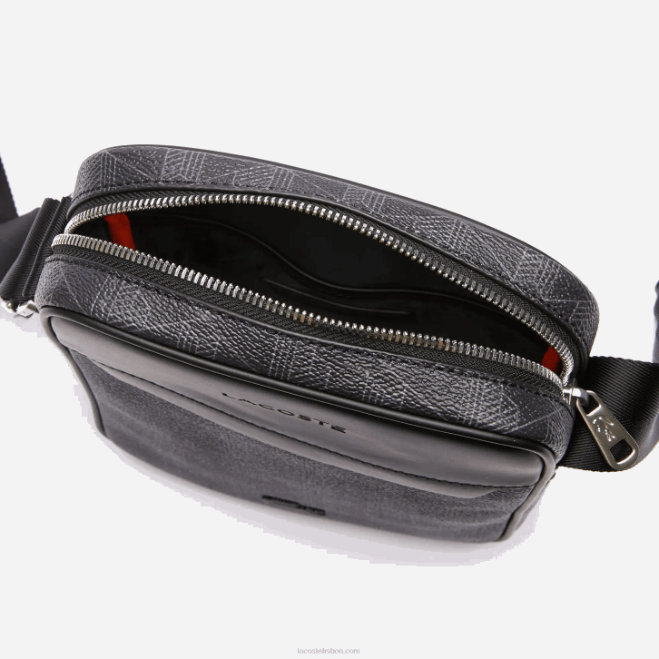 homens Lacoste monograma noir gris h45 bolsa vertical em canvas com monograma the blend 08D02038
