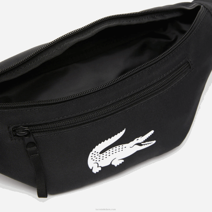 homens Lacoste preto 000 bolsa de cinto de fibra reciclada 08D02007