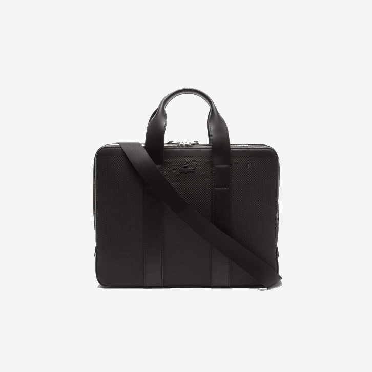 homens Lacoste preto 000 bolsa de computador extra fina em couro pique chantaco 08D02074