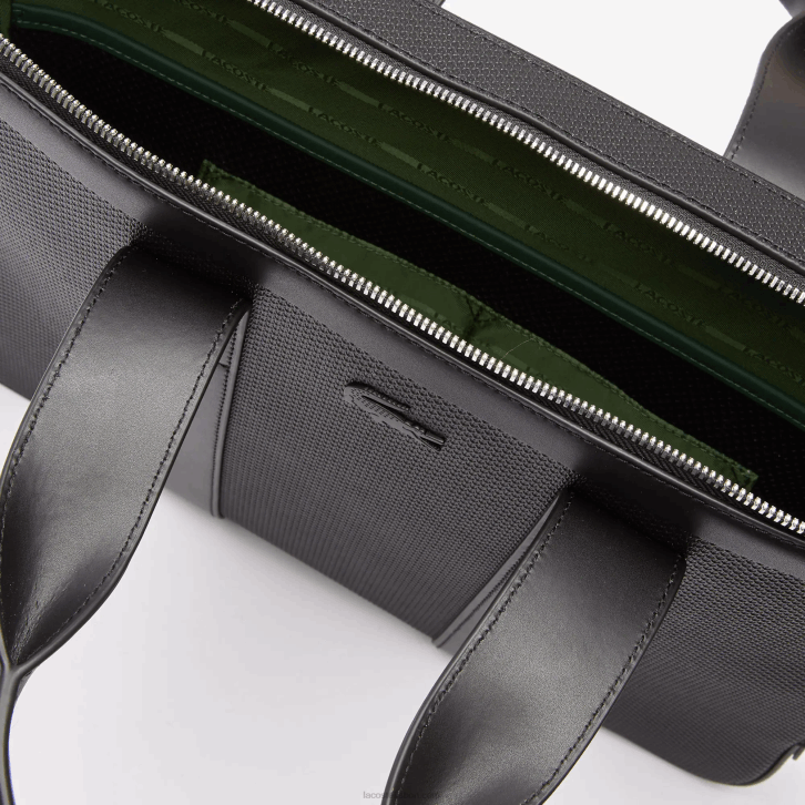 homens Lacoste preto 000 bolsa de computador extra fina em couro pique chantaco 08D02074