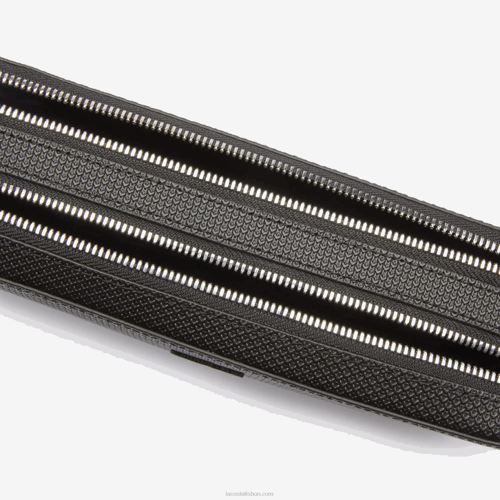 homens Lacoste preto 000 bolsa de couro pique chantaco com zíper 08D02009