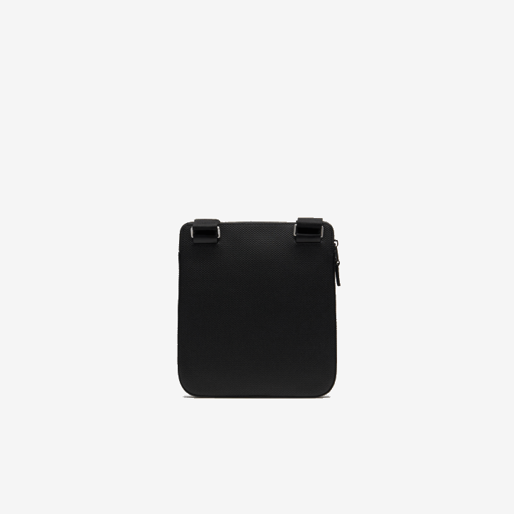 homens Lacoste preto 000 bolsa plana chantaco couro piquê fosco com zíper 08D02039