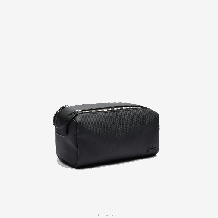 homens Lacoste preto 000 clássico kit de higiene petit pique com zíper duplo 08D02053