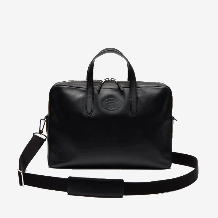 homens Lacoste preto 000 l.12.12 bolsa de computador de couro com alça removível 08D02030