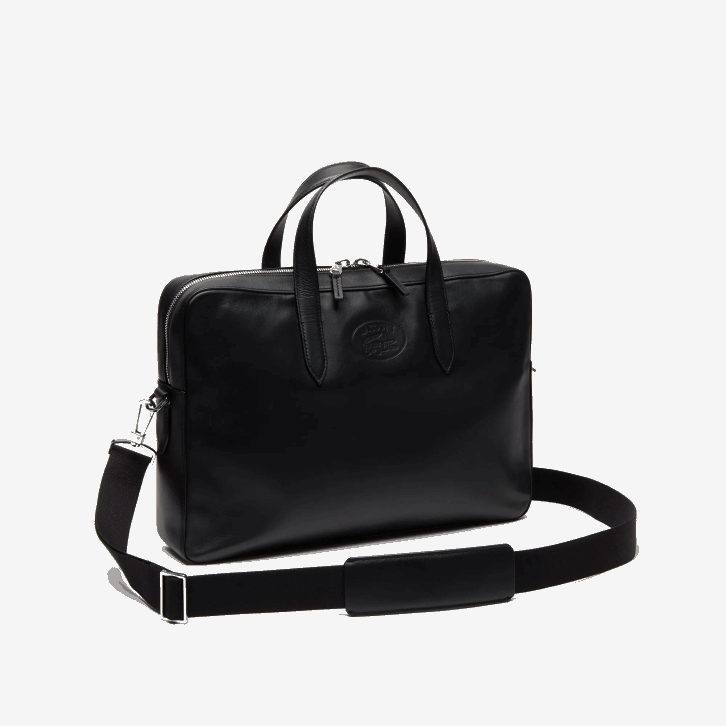 homens Lacoste preto 000 l.12.12 bolsa de computador de couro com alça removível 08D02030