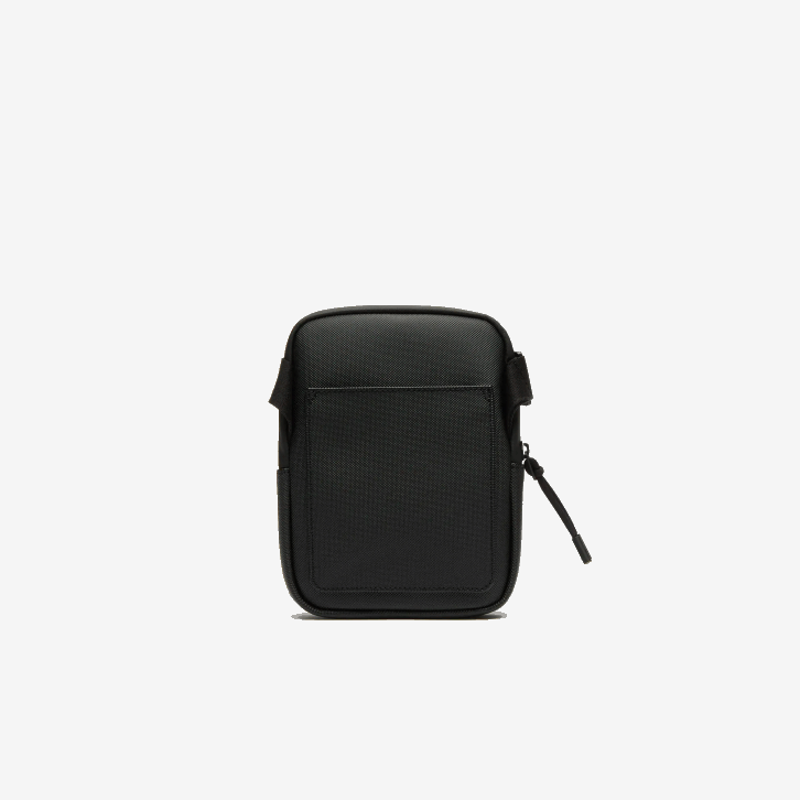 homens Lacoste preto 000 l.12.12 pequena bolsa plana com zíper de marca 08D02008