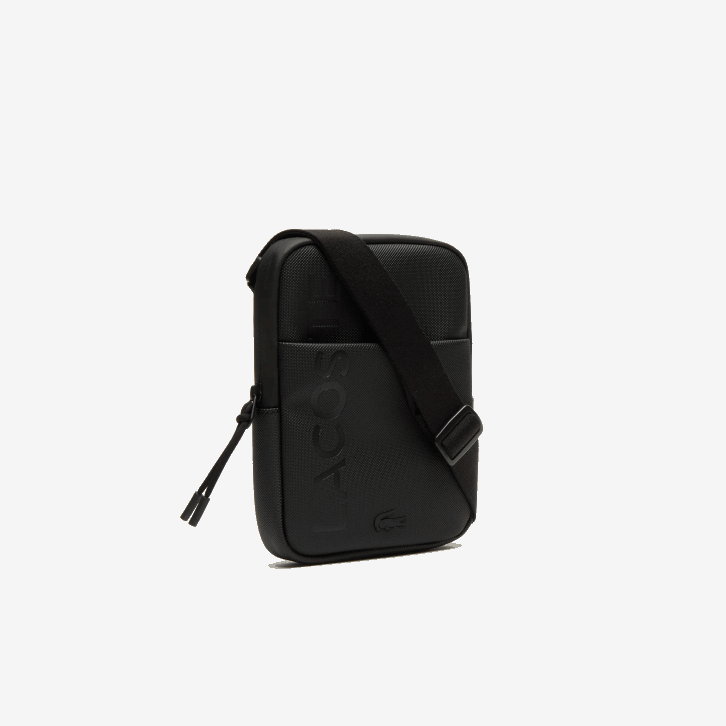 homens Lacoste preto 000 l.12.12 pequena bolsa plana com zíper de marca 08D02008