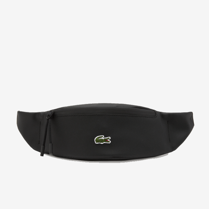 homens Lacoste preto 000 pochete com zíper em lona revestida lcst 08D02065