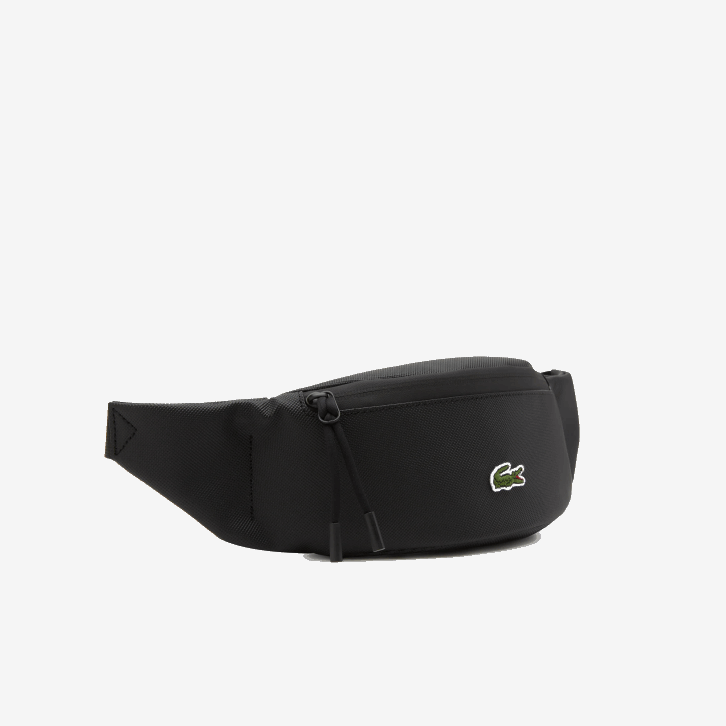 homens Lacoste preto 000 pochete com zíper em lona revestida lcst 08D02065