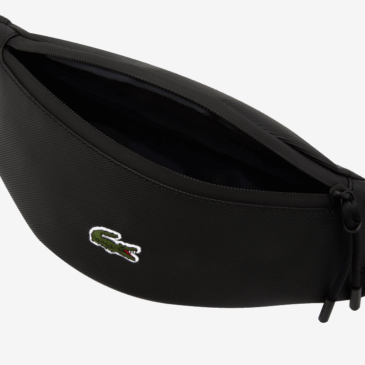 homens Lacoste preto 000 pochete com zíper em lona revestida lcst 08D02065